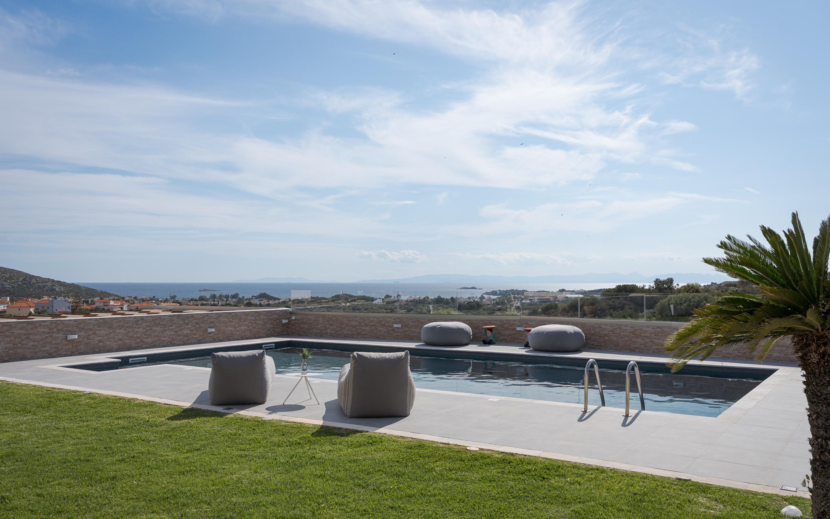 Villa pool with panoramic sea view